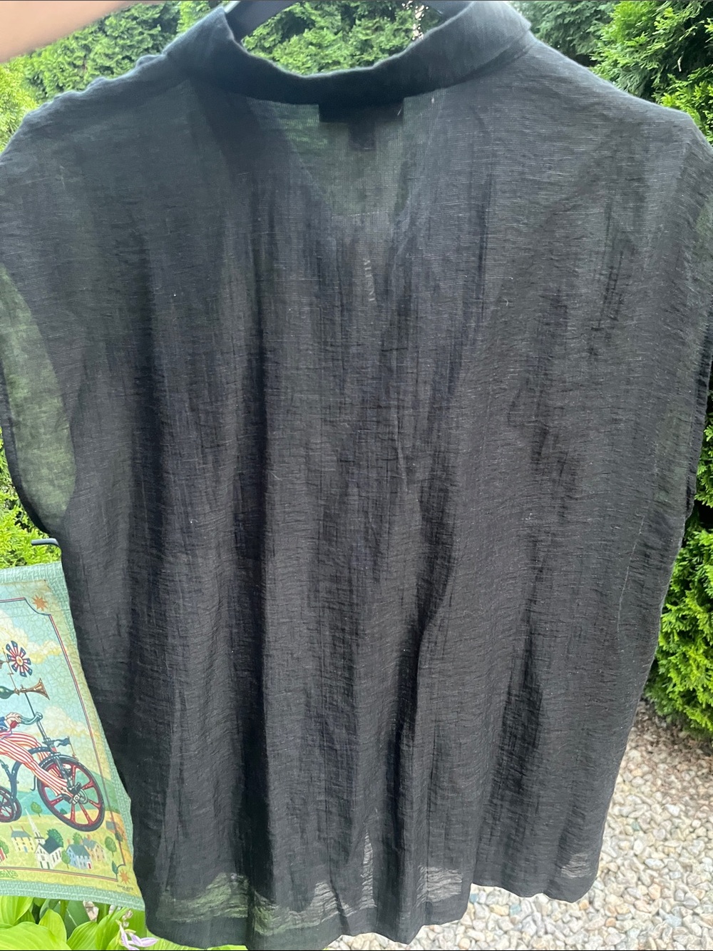Alfani Black Sleeveless Button-Front Shirt with Chest Pockets Size XL - Picture 2 of 6